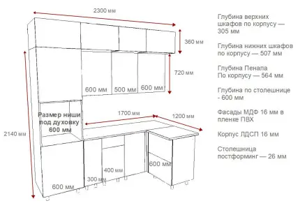Кухня «Аликанте арт.16 - 2300х1200»